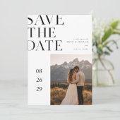 Moderne Editoriale Berghuwelijksfoto Save The Date (Staand voorkant)