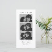 Moderne Editoriale Fotostrip Klassiek Serif Trouwd Save The Date (Staand voorkant)