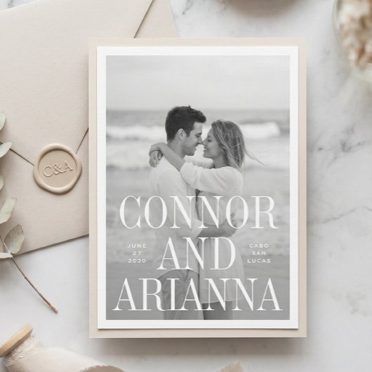 Moderne Editoriale Overlay Foto Bruiloft Save The Date