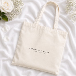 Moderne Editoriale Serif Bruiloft Welkom Favor Tote Bag
