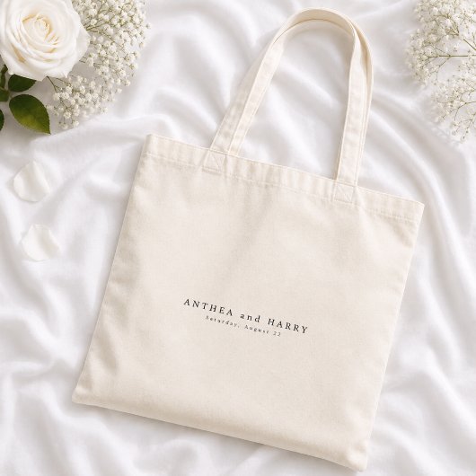 Moderne Editoriale Serif Bruiloft Welkom Favor Tote Bag