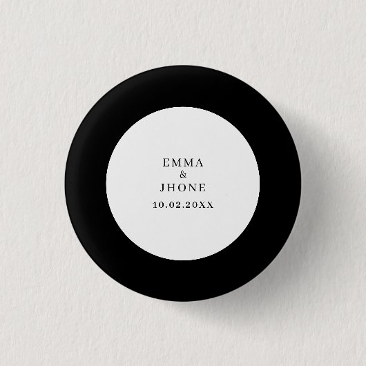 Moderne Editoriale Zwarte Witte Trouw Ronde Button 3,2 Cm (Voorkant)