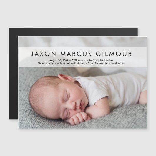 Moderne Eén Foto Baby Naam geboorte Statistieken P (Voorkant / Achterkant)