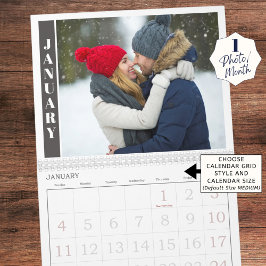 Moderne één foto per maand en collage op Hoesje Kalender