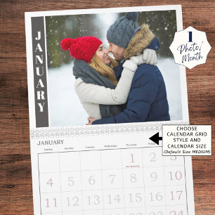 Moderne één foto per maand en collage op Hoesje Kalender