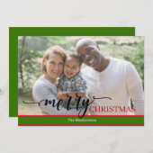 Moderne Een Foto Zalig Kerstmis Calligraphy Kaart (Voorkant / Achterkant)