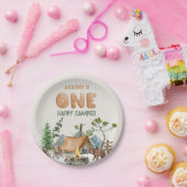 Moderne één gelukkige Waterverf van de Camper 1e v Papieren Bordje (Feest)