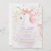 Moderne Eenhoorn en Regenboog Pastelverjaardag Kaart (Voorkant)