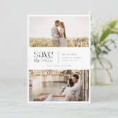 Moderne eenvoud 2 fotohuwelijk save the date (Staand voorkant)