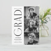 Moderne eenvoud 3 Foto Collage Graduation Party Kaart (Staand voorkant)