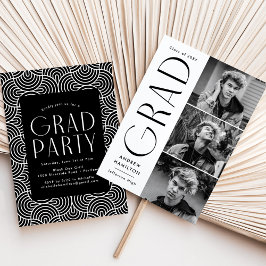 Moderne eenvoud 3 Foto Collage Graduation Party Kaart