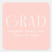 Moderne eenvoud Blush-Afstuderen Vierkante Sticker (Voorkant)