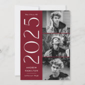 Moderne eenvoud Burgundy 3 Foto 2023 Afstuderen Aankondiging (Voorkant)