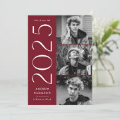 Moderne eenvoud Burgundy 3 Foto 2023 Afstuderen Aankondiging (Staand voorkant)