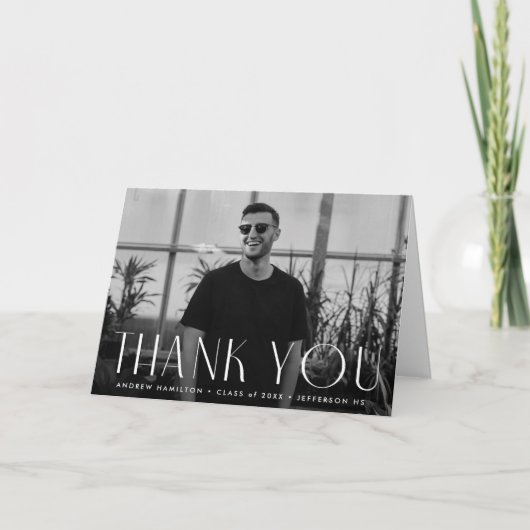 Moderne eenvoud Foto-Afstuderen Bedankkaart (Voorkant)