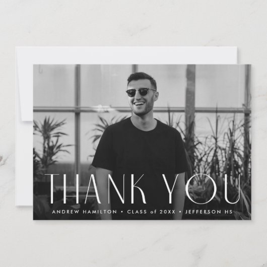 Moderne eenvoud Foto-Afstuderen Bedankkaart (Voorkant)