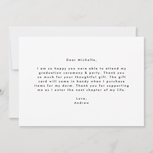 Moderne eenvoud Foto-Afstuderen Bedankkaart (Achterkant)