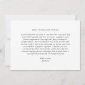 Moderne eenvoud Foto Afstuderen Dank u Bedankkaart (Achterkant)