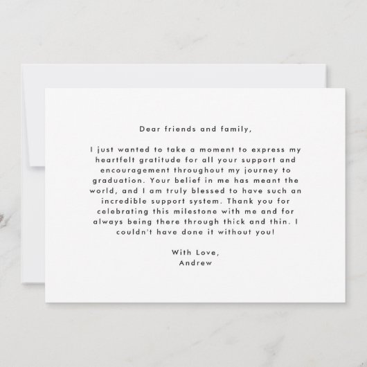 Moderne eenvoud Foto Afstuderen Dank u Bedankkaart (Achterkant)