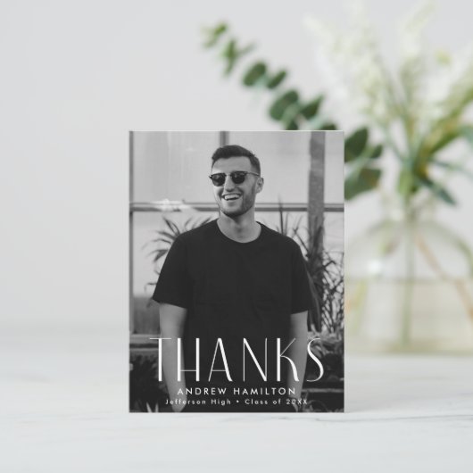 Moderne eenvoud Foto Afstuderen Dank u Briefkaart (Staand voorkant)