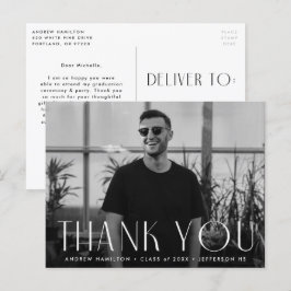 Moderne eenvoud Foto Afstuderen Dank u Briefkaart