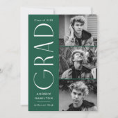 Moderne eenvoud Groen Afstuderen 3 Fotocollage Aankondiging (Voorkant)