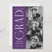 Moderne eenvoud Paars 3 Fotogradatie Partij Kaart (Voorkant)