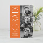 Moderne eenvoud Sinaasappel 3 Foto Afstuderen Aankondiging (Staand voorkant)