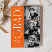 Moderne eenvoud Sinaasappel 3 Foto Afstuderen Aankondiging