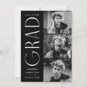 Moderne eenvoud zwart 3 Afstuderen voor fotocollag Aankondiging (Voorkant)