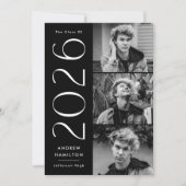 Moderne Eenvoud Zwart 3 Foto 2026 Afstuderen Aankondiging (Voorkant)