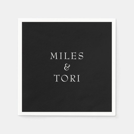 Moderne Eenvoud Zwart Huwelijk  Servet (Voorkant)