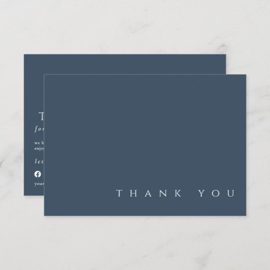 Moderne, eenvoudig Blauwgroen blauw Bedankkaart (Voorkant / Achterkant)