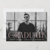 Moderne Eenvoudig Blush Photo Graduation Party Kaart (Voorkant)