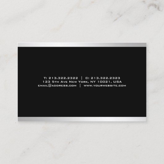 Moderne, eenvoudig design elegant Silver Visitekaartje (Achterkant)