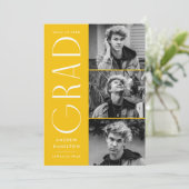 Moderne Eenvoudig Geel 3 Foto Afstuderen Aankondiging (Staand voorkant)