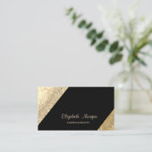 Moderne, eenvoudig, glitterig, zwart visitekaartje (Staand voorkant)