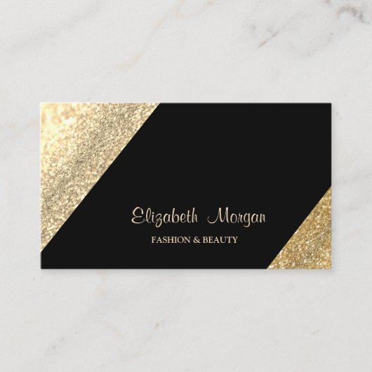 Moderne, eenvoudig, glitterig, zwart visitekaartje (Voorkant)
