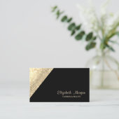 Moderne, eenvoudig, glitterig, zwart visitekaartje (Staand voorkant)