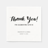 Moderne Eenvoudig grafisch manuscript Dank u Wedde Servet (Voorkant)