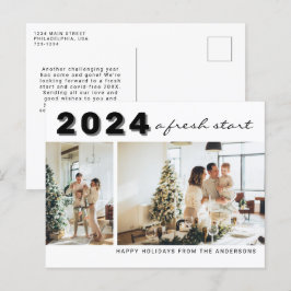 Moderne Eenvoudig Jaar Een nieuwe start Twee Fotov Briefkaart