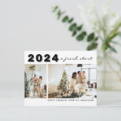 Moderne Eenvoudig Jaar Een nieuwe start Twee Fotov Briefkaart (Staand voorkant)