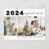 Moderne Eenvoudig Jaar Een nieuwe start Twee Fotov Briefkaart (Voorkant)