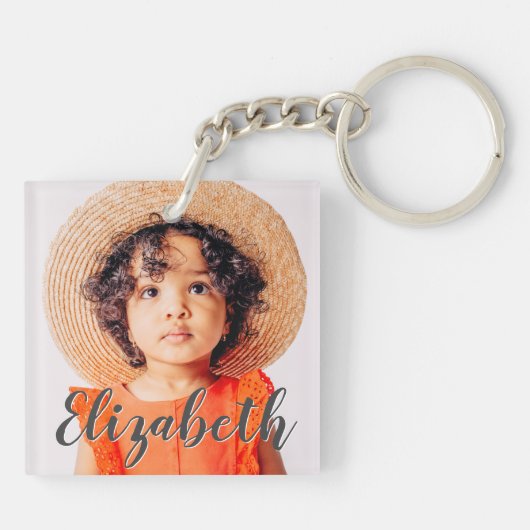 Moderne Eenvoudig Manuscript voegt Jouw naam en Fo Sleutelhanger (Achterkant)