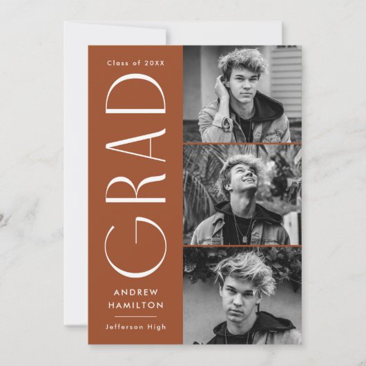 Moderne Eenvoudig Rust 3 Afstuderen voor fotocolla Aankondiging (Voorkant)