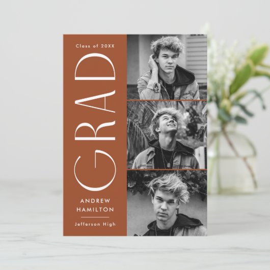 Moderne Eenvoudig Rust 3 Afstuderen voor fotocolla Aankondiging (Staand voorkant)