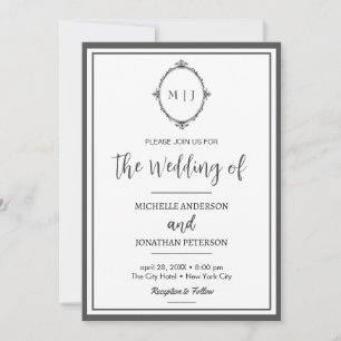 Moderne Eenvoudig Script Monogram Foto Huwelijk Save The Date