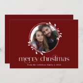 Moderne Eenvoudige 1-fotounieke kerstkaart (Voorkant / Achterkant)