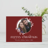 Moderne Eenvoudige 1-fotounieke kerstkaart (Staand voorkant)