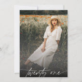 Moderne eenvoudige 21e verjaardagsfeestfoto kaart (Achterkant)